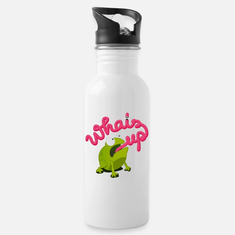 whats up frog - Gourde avec paille intégrée - blanc