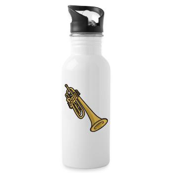 trumpet trumpet trumpeter flugelhorn musician - Water bottle with straw - white - Right