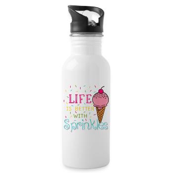 Life Is Better With Sprinkles - Trinkflasche mit integriertem Trinkhalm - Weiß - Rechts