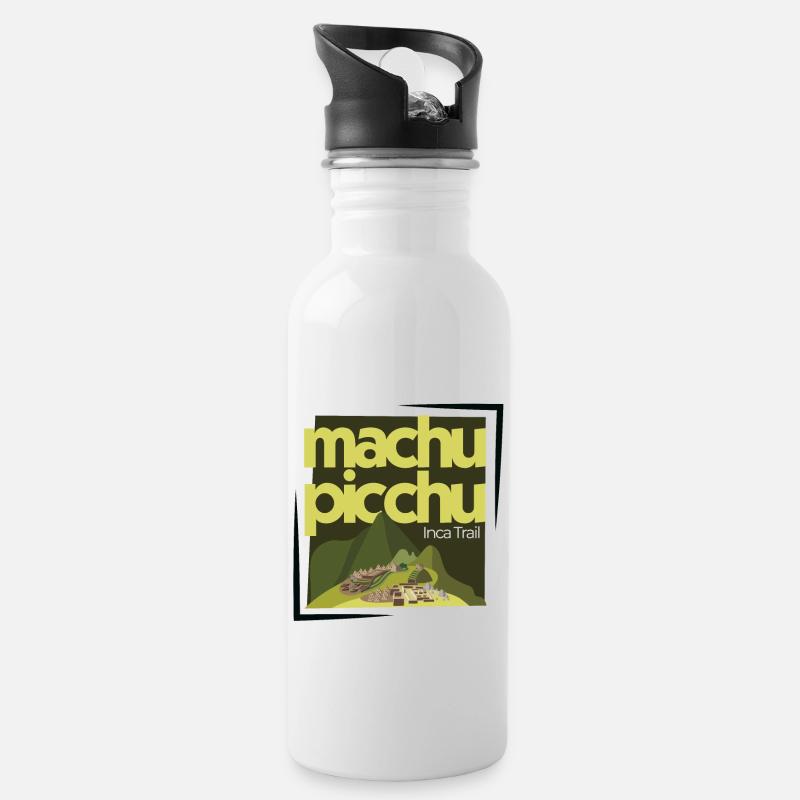 Machu Picchu - Inca Pfad - Peru - Trinkflasche mit integriertem Trinkhalm - Weiß