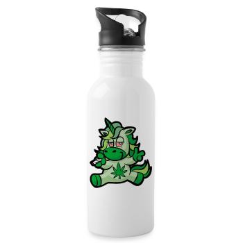 Smoking Unicorn Weed Stoner 420 - Water bottle with straw - white - Right
