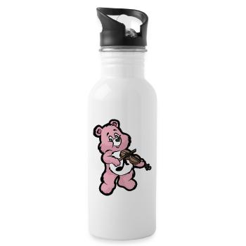Teddy Bear Violin Player - Water bottle with straw - white - Right