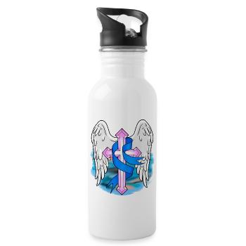Kreuz Kreuze Symbole Kirche Gott Jesus Religion - Trinkflasche mit integriertem Trinkhalm - Weiß - Rechts