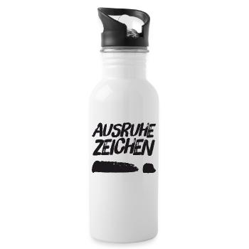 Ausruhezeichen liegendes Ausrufezeichen schwarz - Trinkflasche mit integriertem Trinkhalm - Weiß - Rechts
