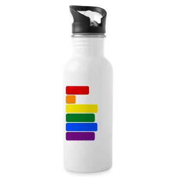 LGBT gay marriage love rainbow flag CSD gift - Water bottle with straw - white - Right