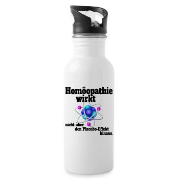 Homöopathie Wirkt Nicht Über Placeboeffekt Hinaus - Trinkflasche mit integriertem Trinkhalm - Weiß - Rechts