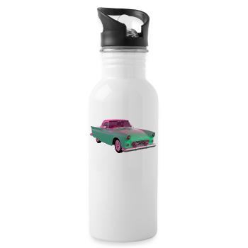 Altes Auto / Oldtimer - Trinkflasche mit integriertem Trinkhalm - Weiß - Rechts