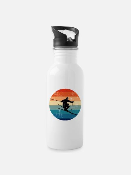 Ski Freestyle Freeride Slopestyle Wintersport - Trinkflasche mit integriertem Trinkhalm - Weiß