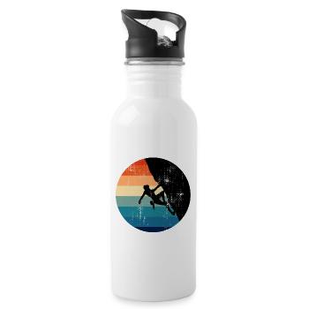 Klettern Kletterer Climber Sportklettern Retro - Trinkflasche mit integriertem Trinkhalm - Weiß - Rechts