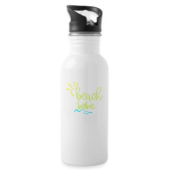 Beach Babe - Sonne, Strand, Meer - Trinkflasche mit integriertem Trinkhalm - Weiß - Rechts