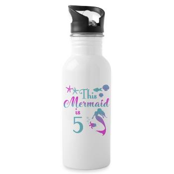 sirène 5 anniversaire fille 5 cadeau - Gourde avec paille intégrée - blanc - Droite