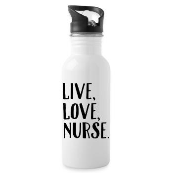 Live, Love, Nurse. - Gourde avec paille intégrée - blanc - Droite
