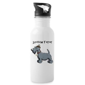 Happy Scottish Terrier - Water bottle with straw - white - Right