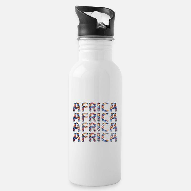 Überall Afrika ! - Trinkflasche mit integriertem Trinkhalm - Weiß
