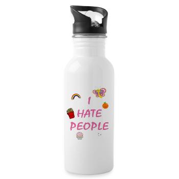 I hate people - Water bottle with straw - white - Right
