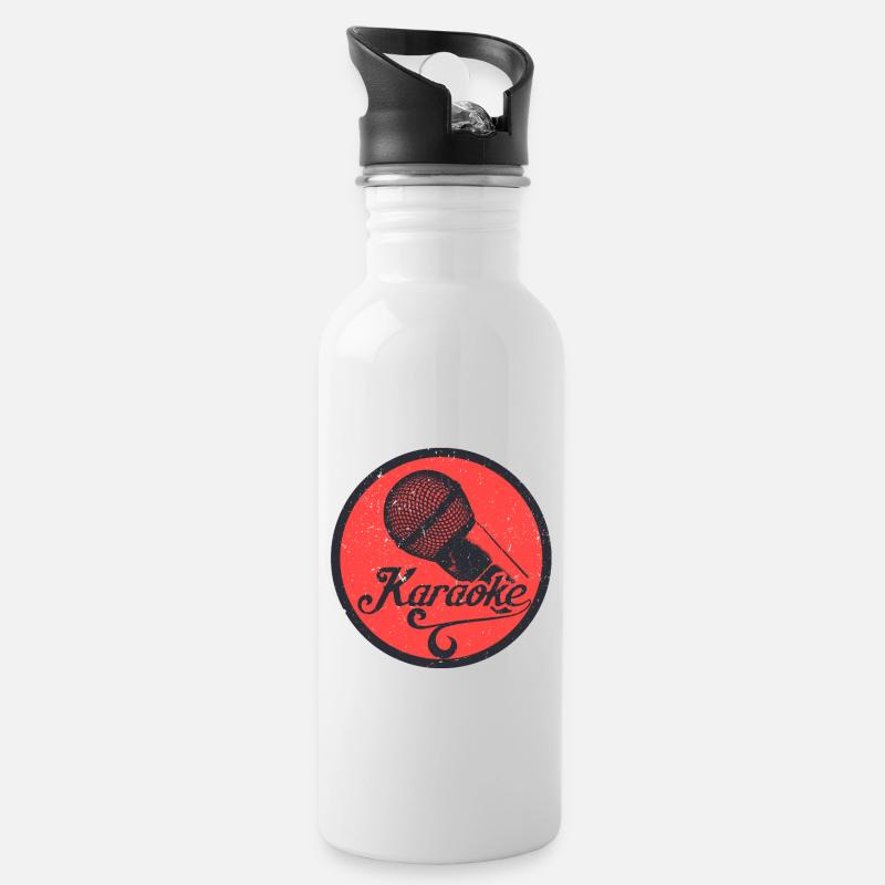 Karaoke - Trinkflasche mit integriertem Trinkhalm - Weiß