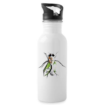 Fliege Illustration Kunst Symbol SKizze Zeichnung - Trinkflasche mit integriertem Trinkhalm - Weiß - Rechts