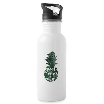 Good Vibes - Trinkflasche mit integriertem Trinkhalm - Weiß - Rechts