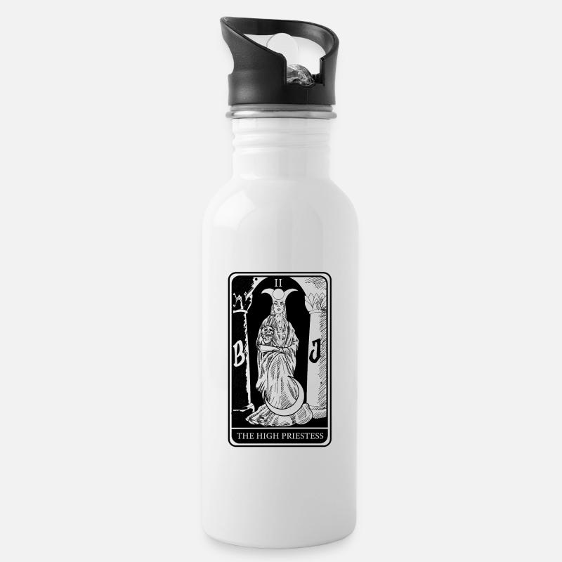 Haute prêtresse Tarot Cartes Devins Devins - Gourde avec paille intégrée - blanc