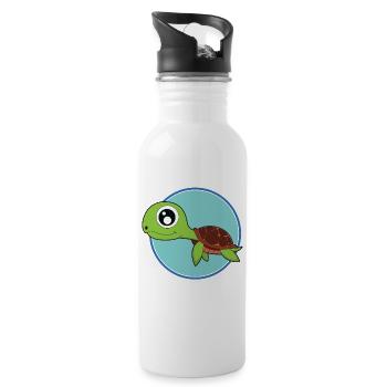 Schildkröte süße Baby Tiere - Trinkflasche mit integriertem Trinkhalm - Weiß - Rechts