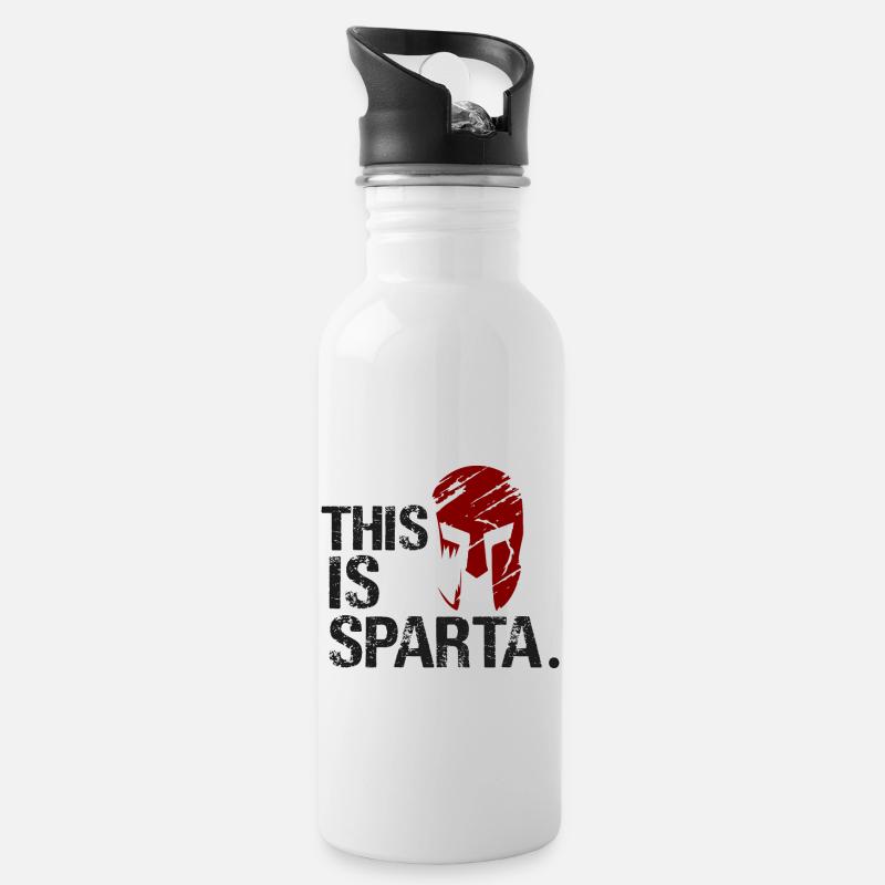 This Is Sparta - Trinkflasche mit integriertem Trinkhalm - Weiß