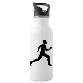 Runner / Läufer (1c) - Trinkflasche mit integriertem Trinkhalm - Weiß - Rechts