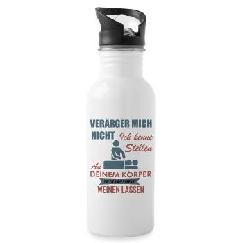 Physiotherapeut Shirt • Verärger mich nicht - Trinkflasche mit integriertem Trinkhalm - Weiß - Rechts