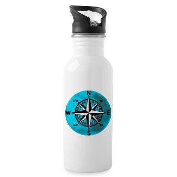 Compass Planet Wind Rose Travel Nautical - Water bottle with straw - white - Right
