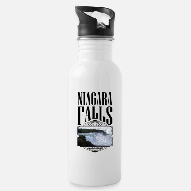 Niagara Falls - États-Unis Canada - Gourde avec paille intégrée - blanc