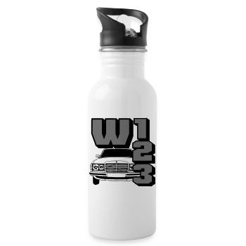 MB w123 , Youngtimer , Oldtimer , Kult Car (25) - Trinkflasche mit integriertem Trinkhalm - Weiß - Rechts