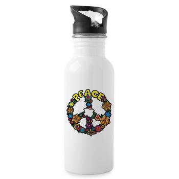 FLOWER POWER Paix - Gourde avec paille intégrée - blanc - Droite