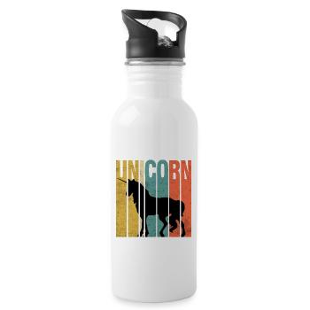 Vintage Unicorn - Trinkflasche mit integriertem Trinkhalm - Weiß - Rechts
