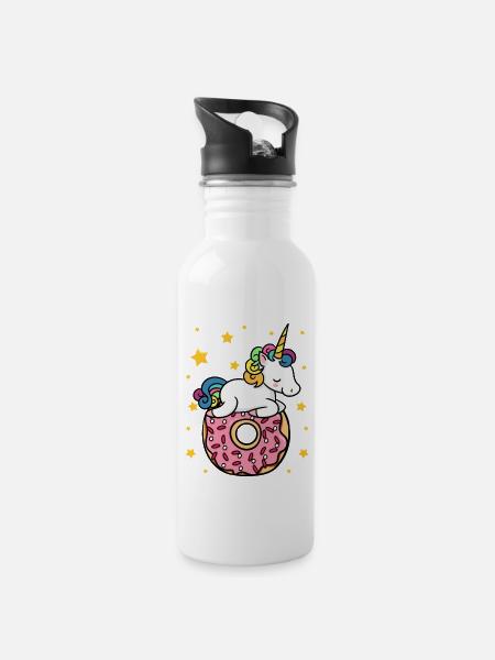 Unicorn donut - Water bottle with straw - white