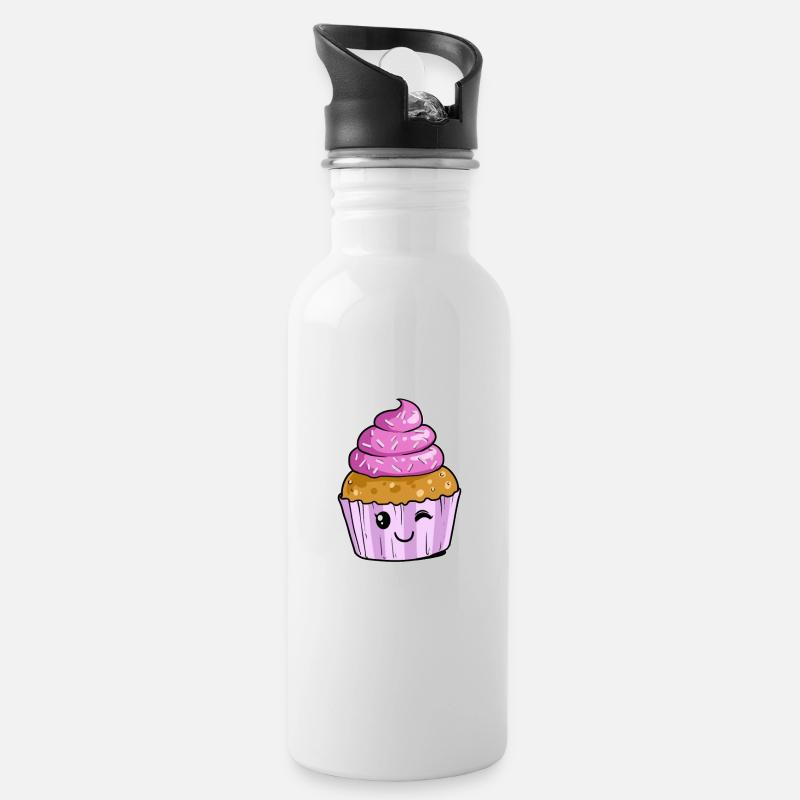 Muffin Cupcake Konditor - Trinkflasche mit integriertem Trinkhalm - Weiß