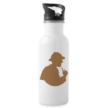 Vintage Sherlock Holmes Ermittlerform - Trinkflasche mit integriertem Trinkhalm - Weiß - Rechts