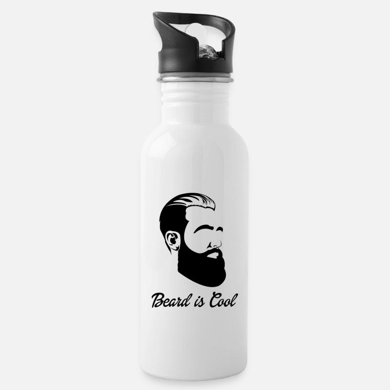 Bart - Bart ist cool - Trinkflasche mit integriertem Trinkhalm - Weiß