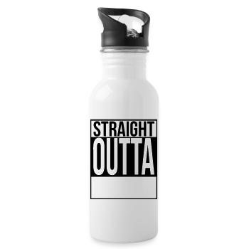 ''CUSTOM'' STRAIGHT OUTTA - Water bottle with straw - white - Right