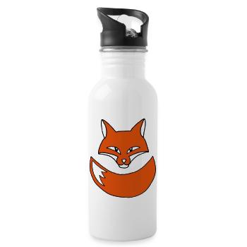 Orange Fox Wildlife Nature - by MEOW. - Trinkflasche mit integriertem Trinkhalm - Weiß - Rechts