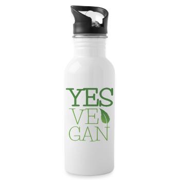 Yes Ve Gan Vegan Shirt vert - Gourde avec paille intégrée - blanc - Droite