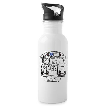 New York Subway Queens E Train - Water bottle with straw - white - Right