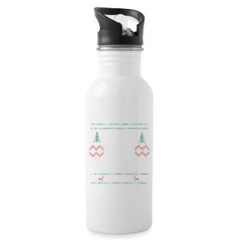 Ho Ho Hoit dei Ugly Sweater Gift X-Mas - Water bottle with straw - white - Right