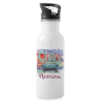 Cuba Havana gift for Cuba friends - Water bottle with straw - white - Right