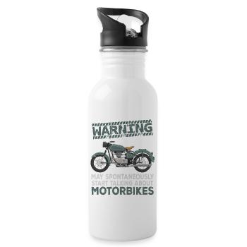 Warnung Motorräder - Trinkflasche mit integriertem Trinkhalm - Weiß - Rechts