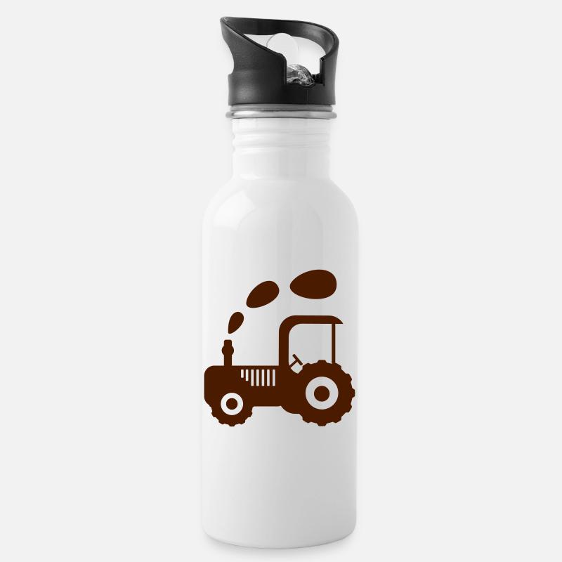 traktor landwirtschaft - Trinkflasche mit integriertem Trinkhalm - Weiß