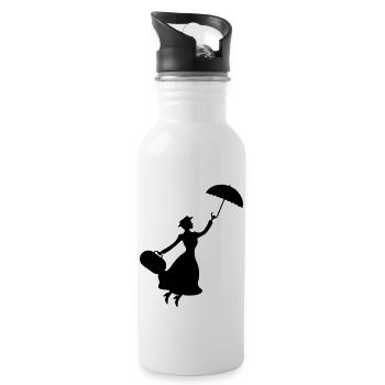 frau_regenschirm_01 - Trinkflasche mit integriertem Trinkhalm - Weiß - Rechts