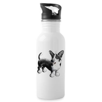 Welsh Corgi Cardigan - Water bottle with straw - white - Right