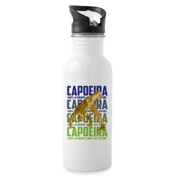 Brazil Capoeira Battle Dance Martial Arts Fitness - Water bottle with straw - white - Right