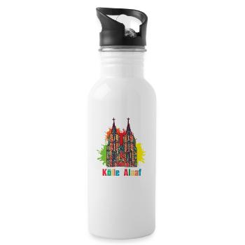 Kölner Karneval Kölle Alaaf - Trinkflasche mit integriertem Trinkhalm - Weiß - Rechts