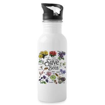 Sauvez le cadeau d'art d'abeilles - Gourde avec paille intégrée - blanc - Droite