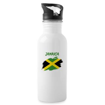 Jamaika jamaikanisch Flagge Fahne Reggae Karibik - Trinkflasche mit integriertem Trinkhalm - Weiß - Rechts
